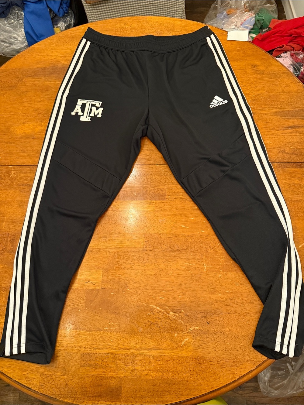 adidas Black Men’s Track Joggers Texas A&M Logo slightly cracked Large
